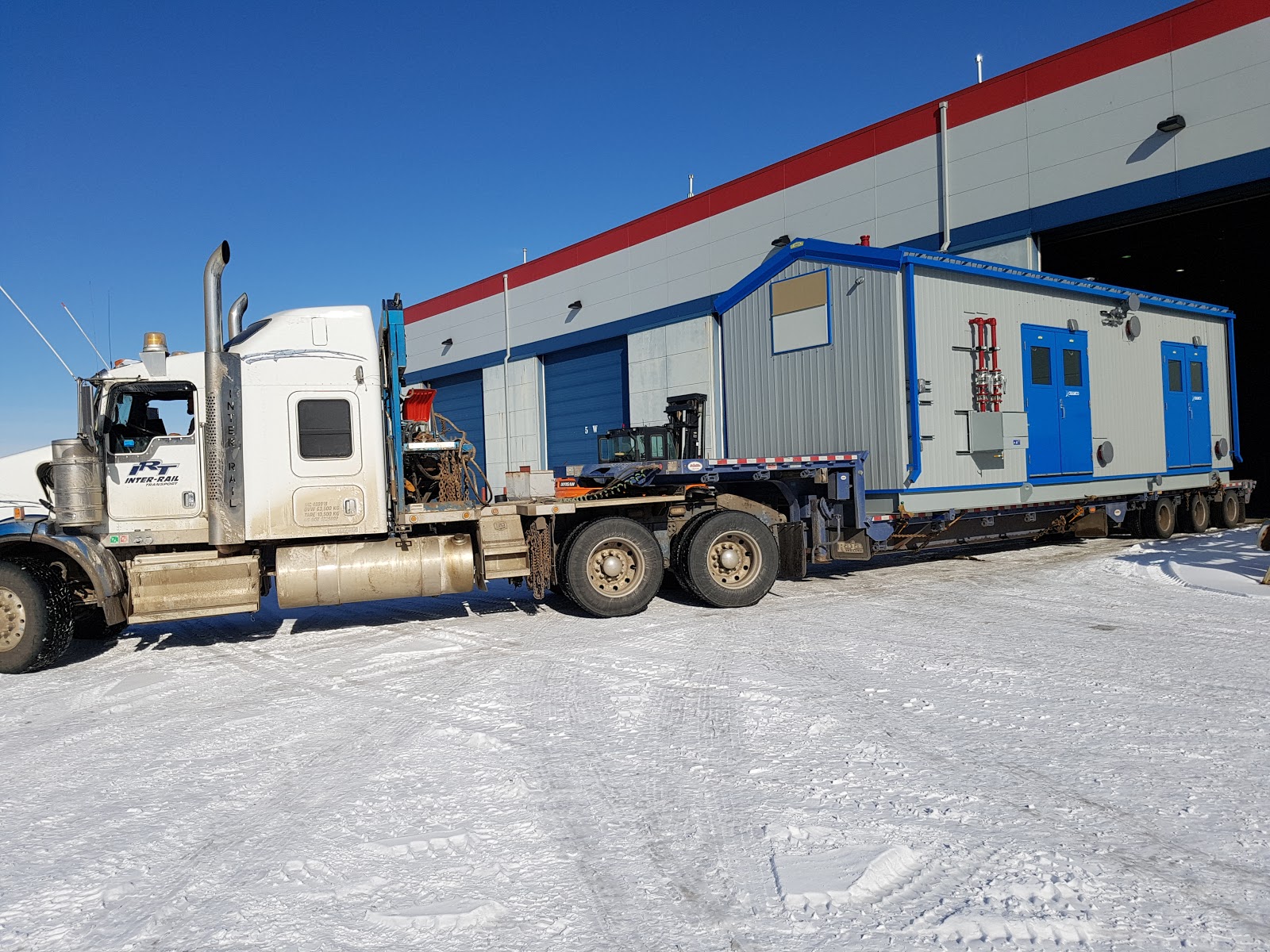 A truck towing a fire pump package